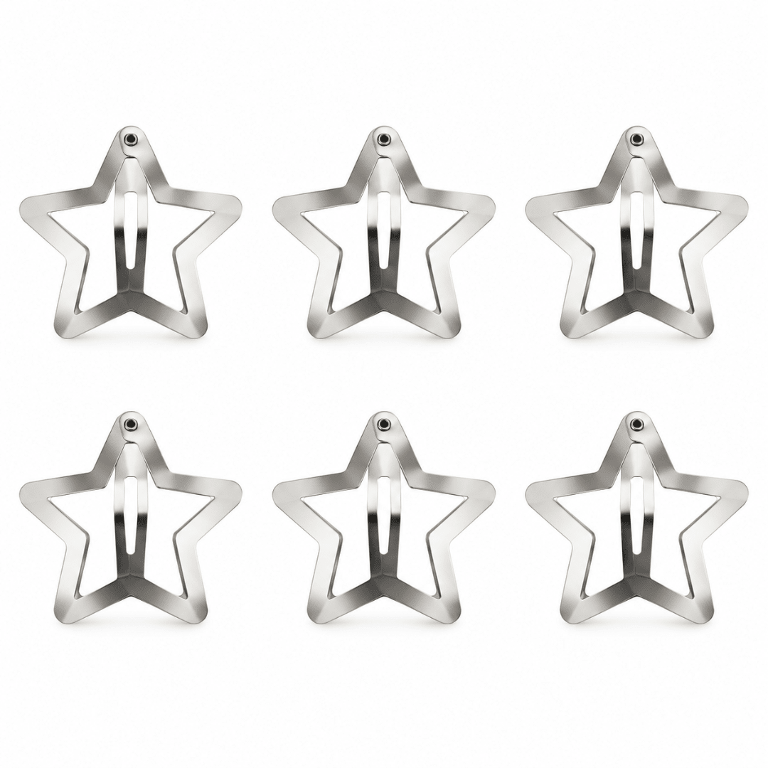 Haarspangen Sterne Silber 6 Stück - FestivalStuff