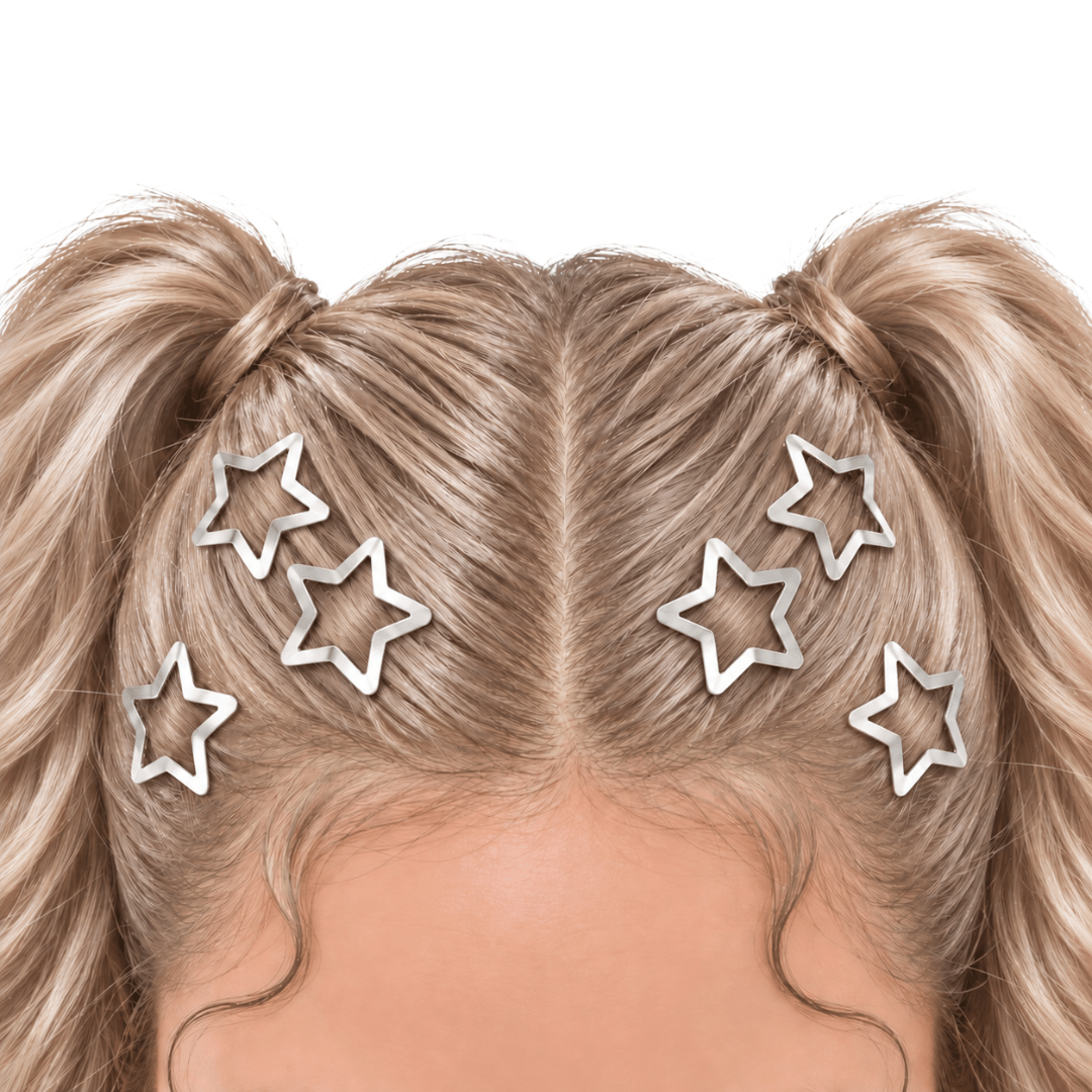 Haarspangen Sterne Silber 6 Stück - FestivalStuff
