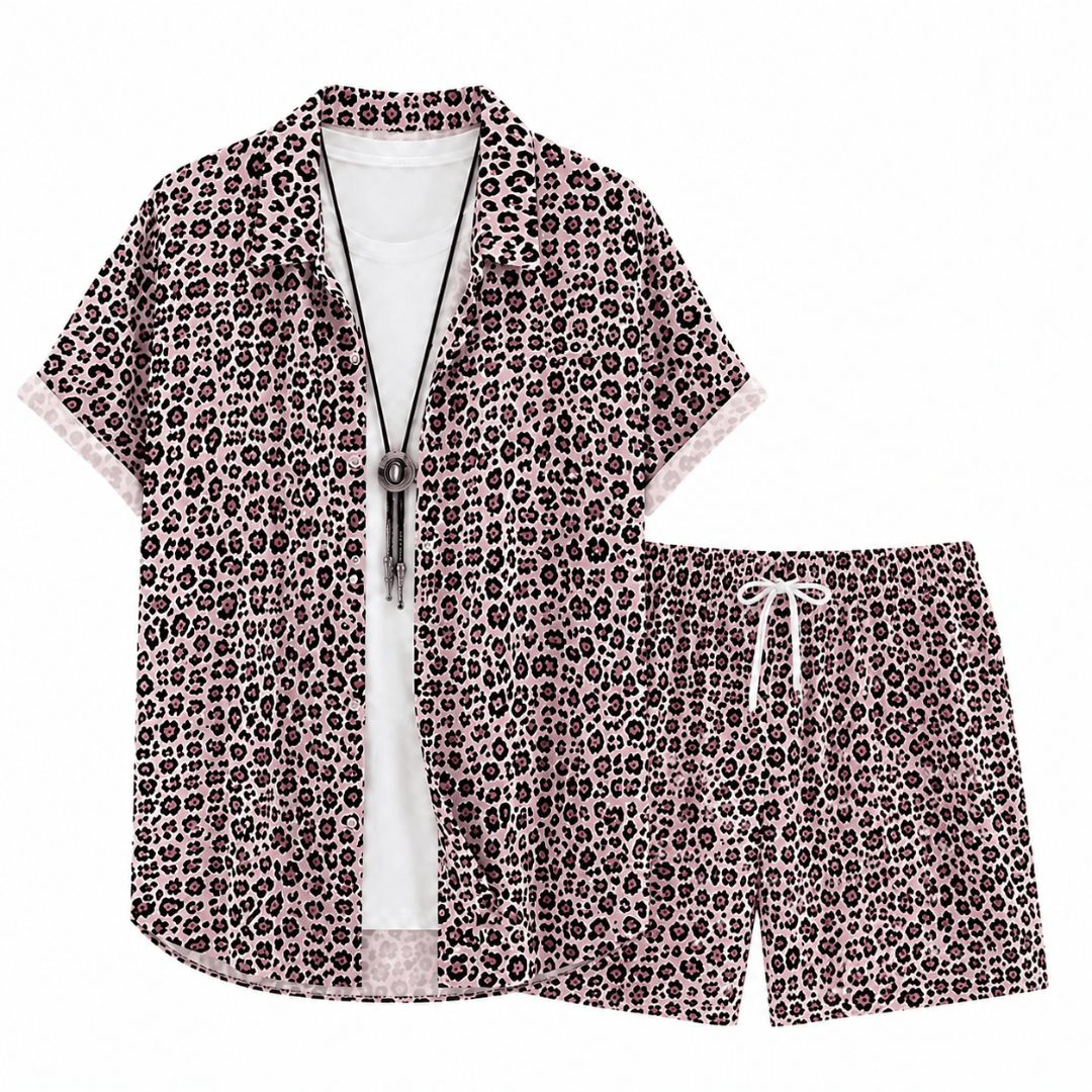 Herren Festival Outfit Leo Vibes Rosa 2-teilig - FestivalStuff