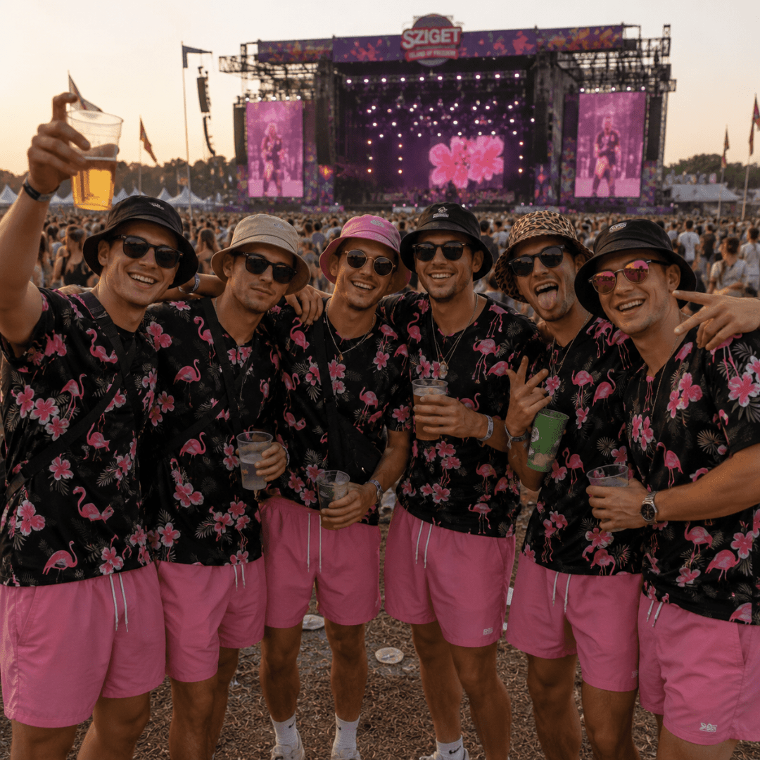 Herren Festival Outfit mit Flamingo T-Shirt – 2 - teilig - FestivalStuff