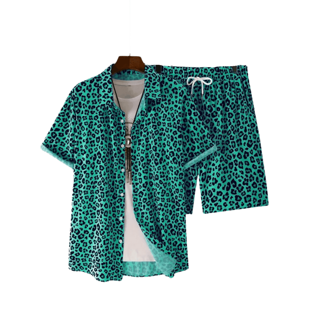 Herren Outfit Leopard Grün - 2 teilig  2 - FestivalStuff