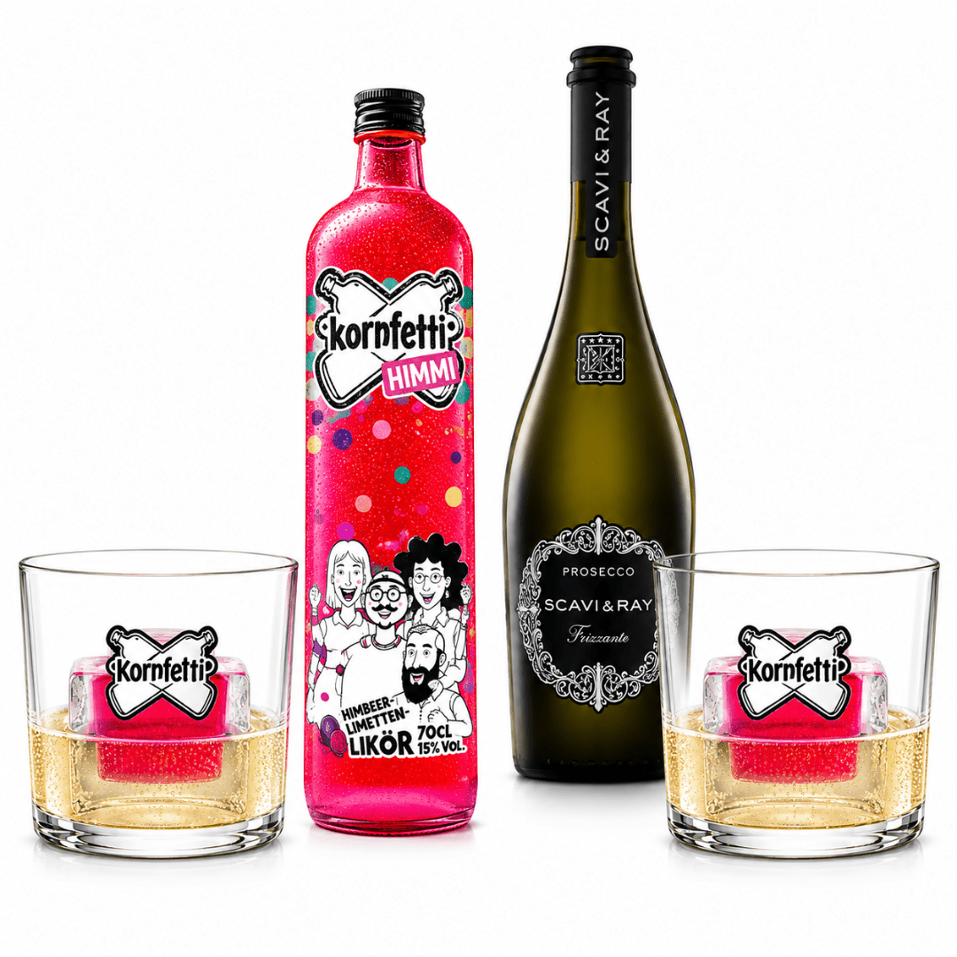 Kornfetti Himmi Bomb Set – Himmi, Prosecco & 2 Bomb Gläser - FestivalStuff
