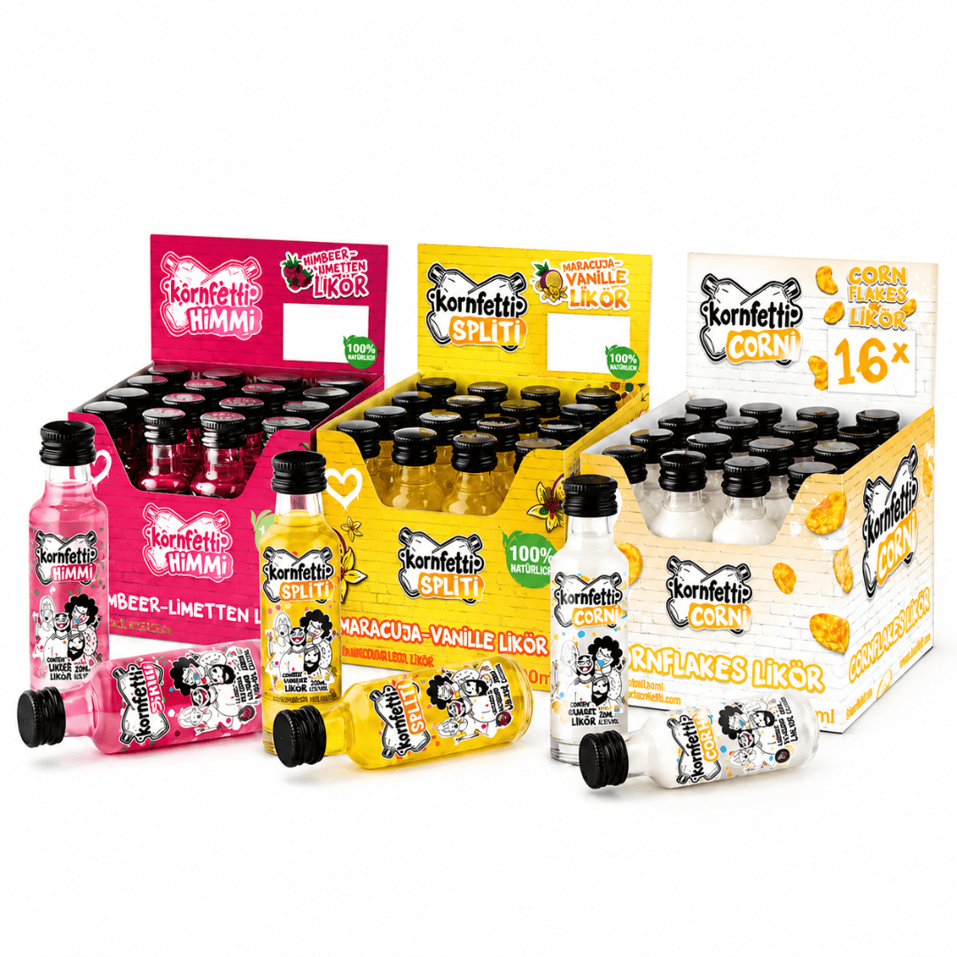 Kornfetti PET Shot Bundle – 48 Minis mit Himmi, Spliti & Corni - FestivalStuff