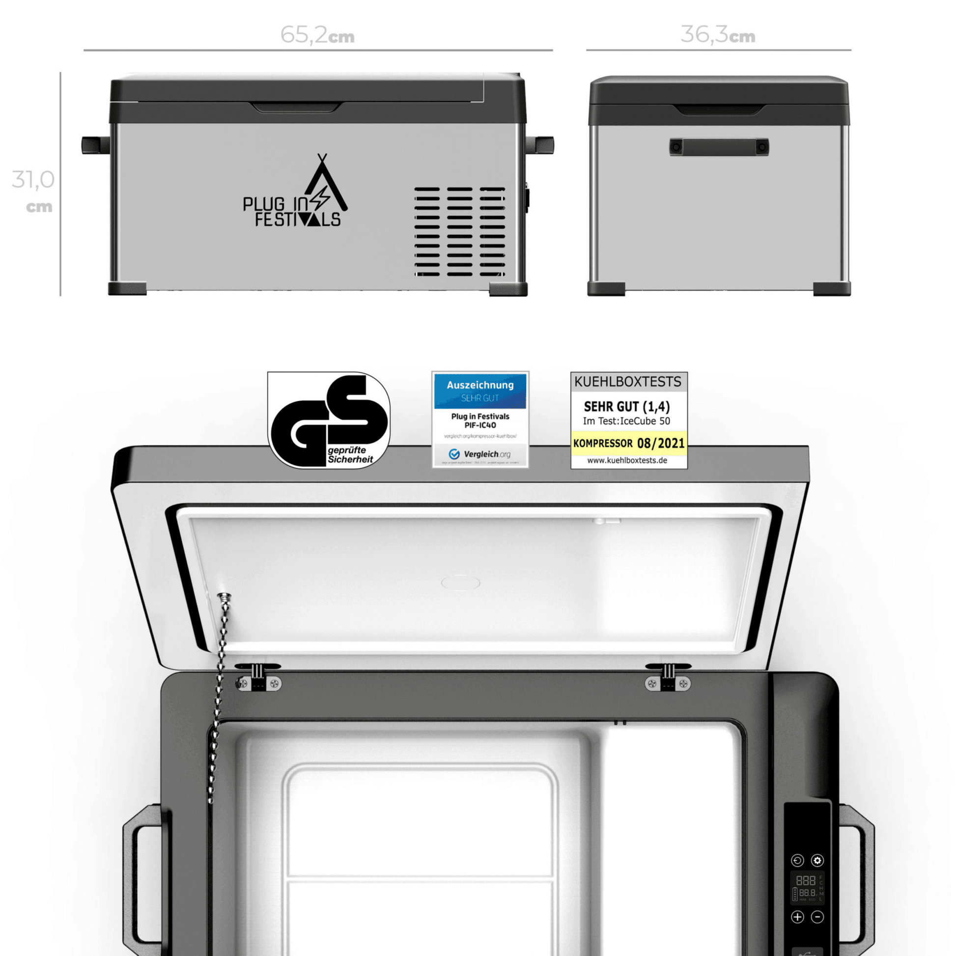Kühlbox - Kompressor IceCube 50, 12/24/230 V, 50L - FestivalStuff