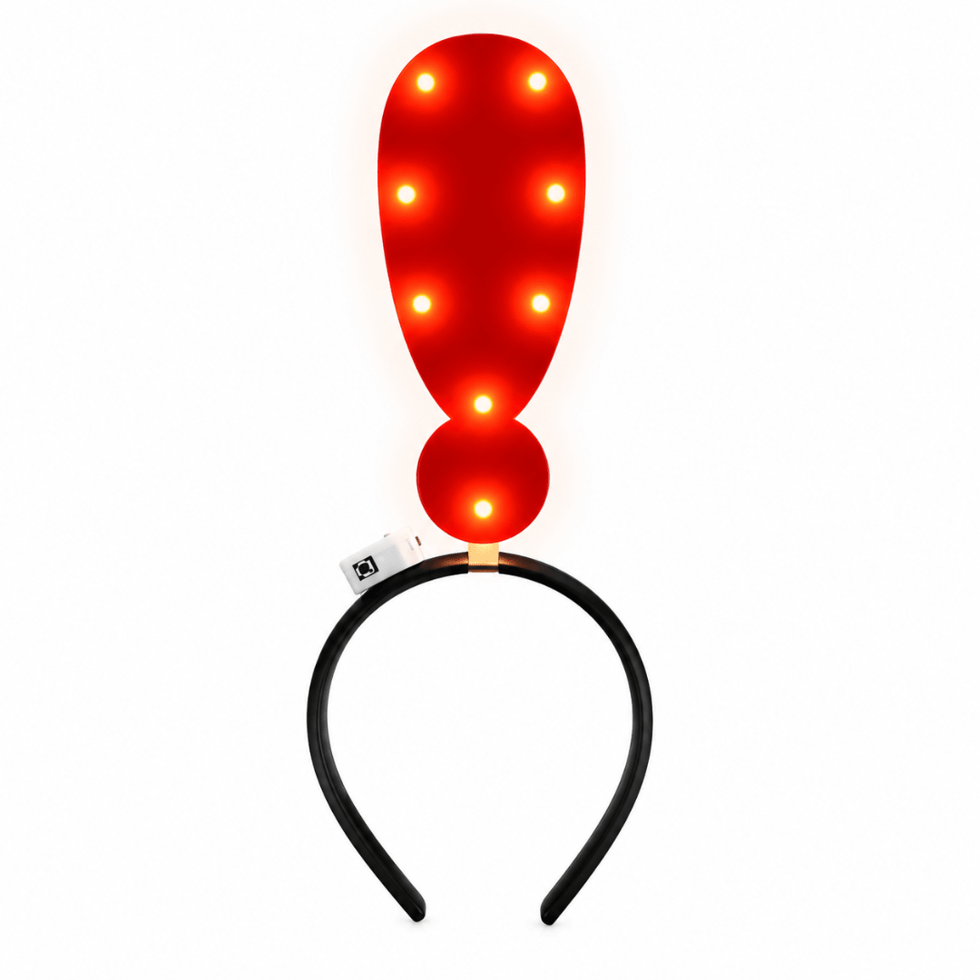 LED Ausrufezeichen Haarreif Rot – Leuchtendes Festival Accessoire - FestivalStuff