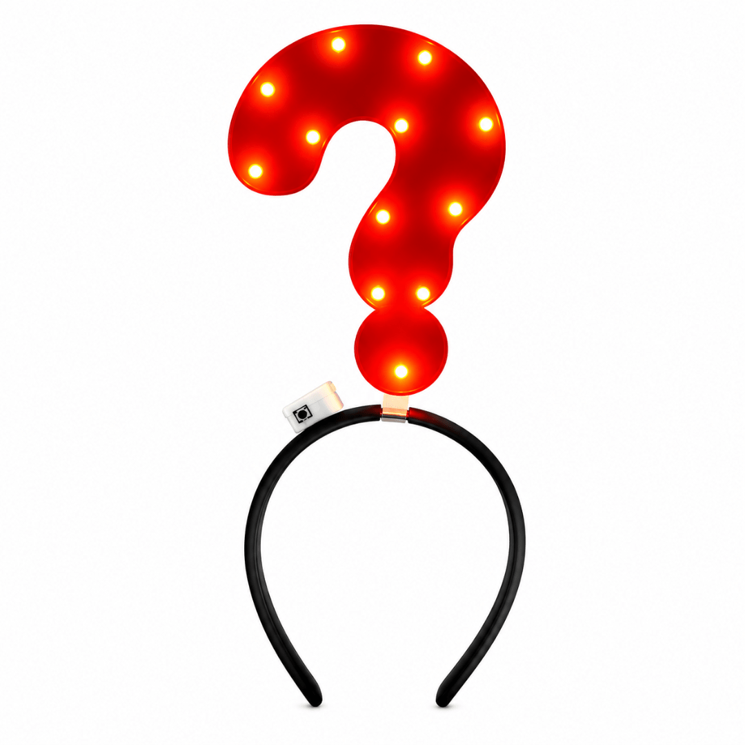 LED Fragezeichen Haarreif Rot – Leuchtendes Festival Accessoire - FestivalStuff