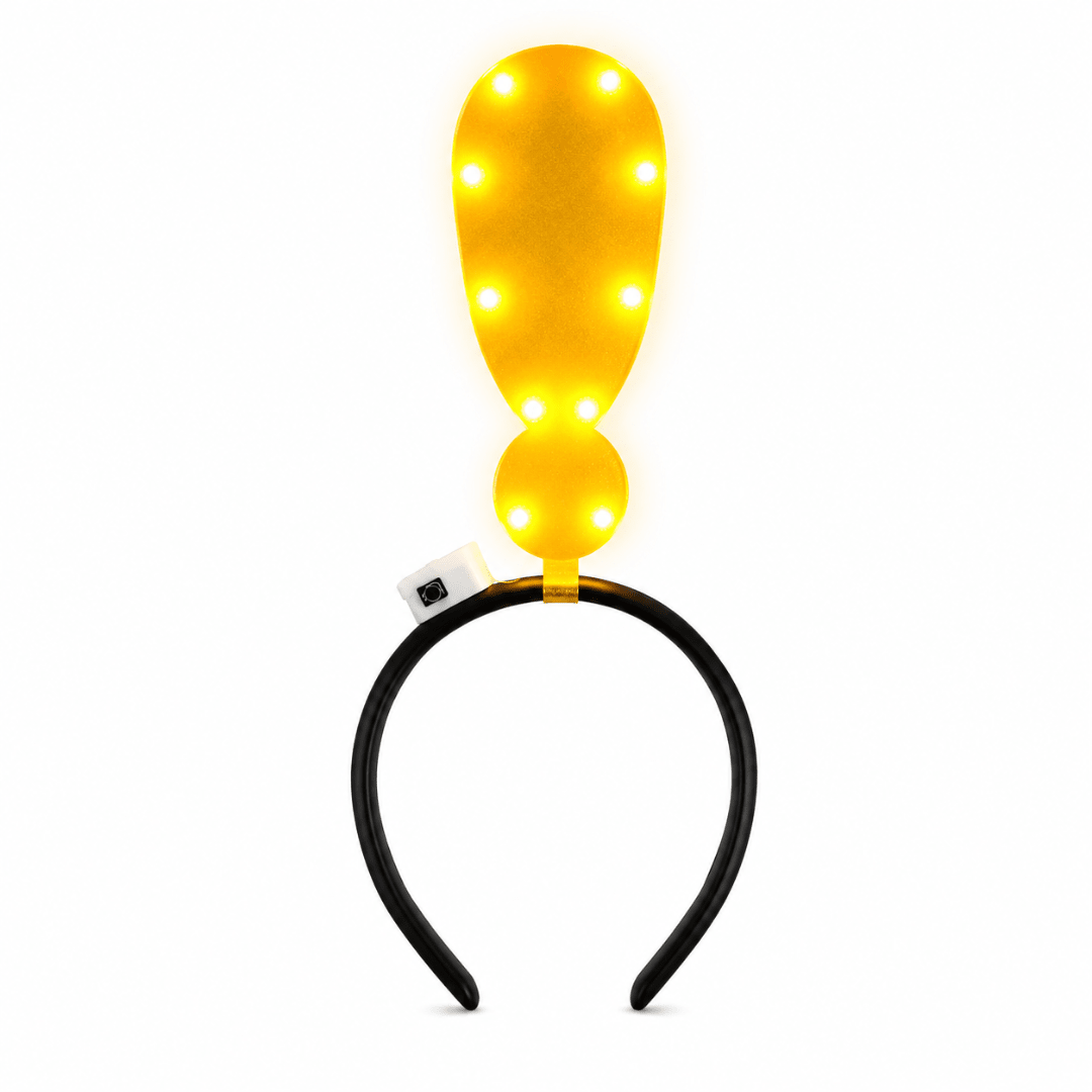 LED Haarreif Gelbes Ausrufezeichen – Leuchtendes Festival Accessoire - FestivalStuff