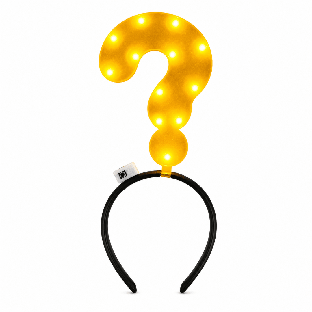 LED Haarreif Gelbes Fragezeichen – Leuchtendes Festival Accessoire - FestivalStuff