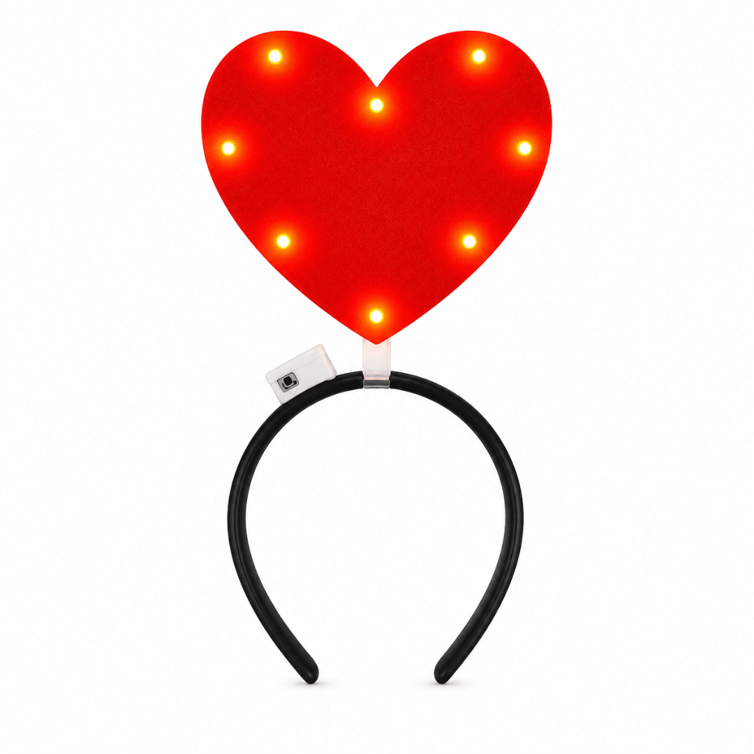LED Herz Haarreif Rot – Leuchtendes Festival Accessoire - FestivalStuff