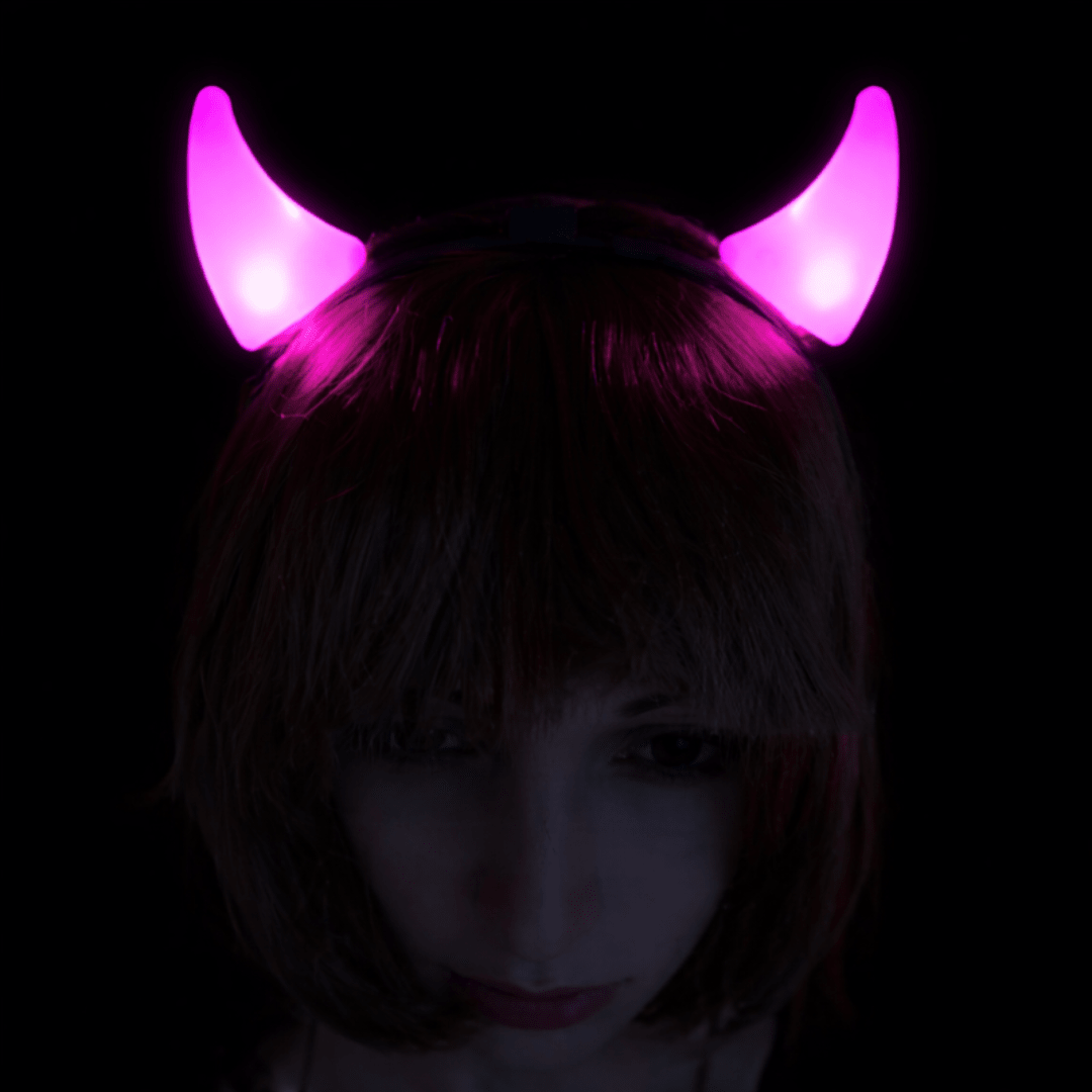 LED Leuchthaarreifen Teufel Pink - FestivalStuff