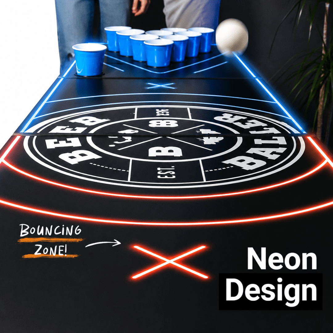 LED Neon Beer Pong Tisch mit Becherhalterungen - FestivalStuff