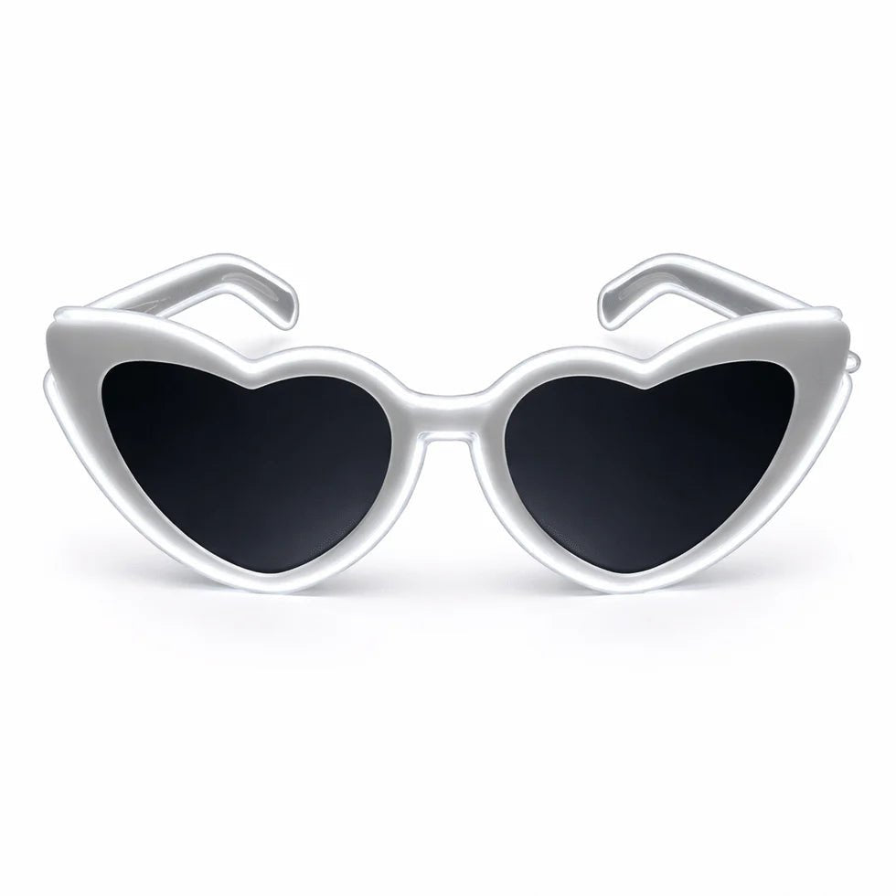 LED - Neonbrille Herz Weiß - FestivalStuff