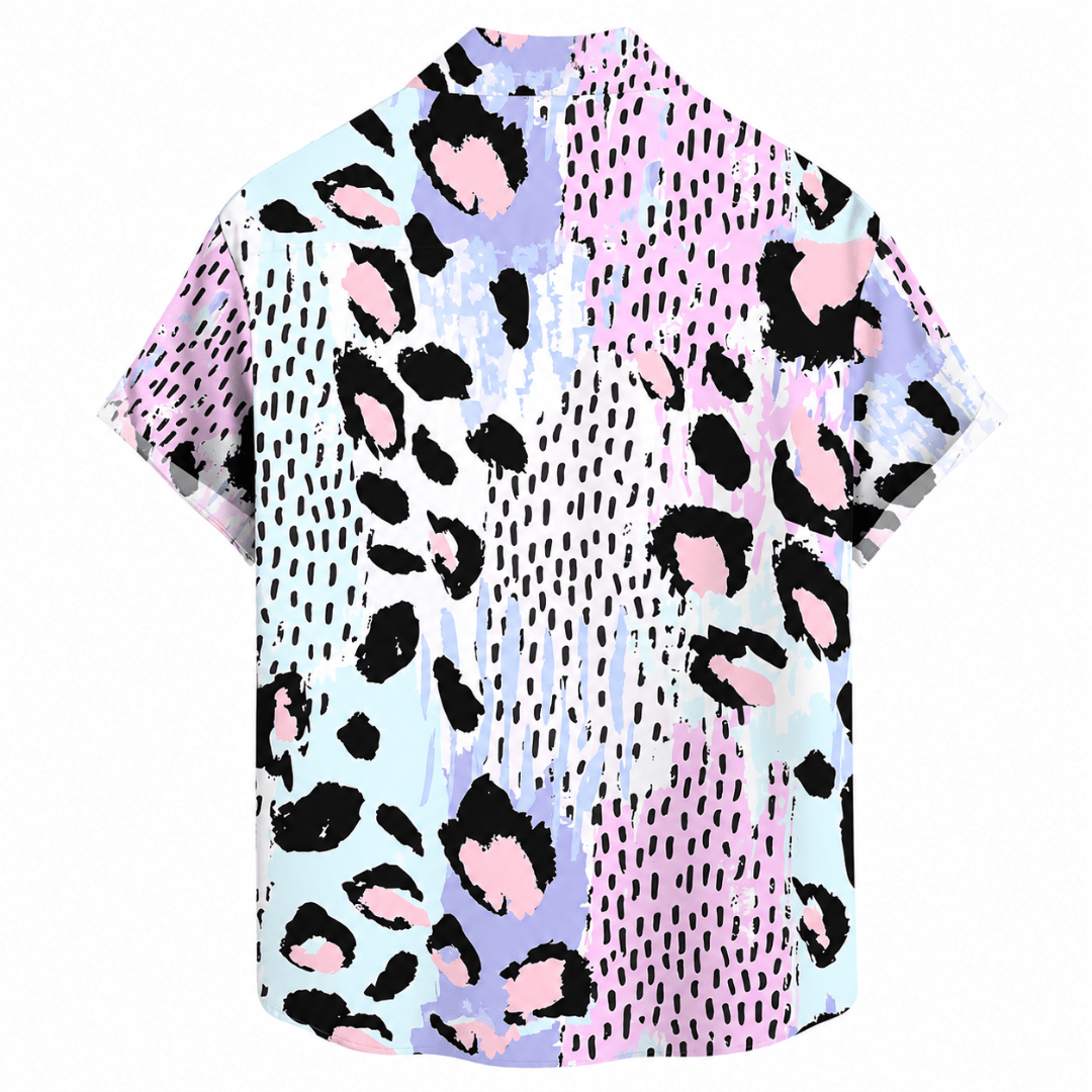 Leopardenhemd Pastell Blau - Rosa - FestivalStuff