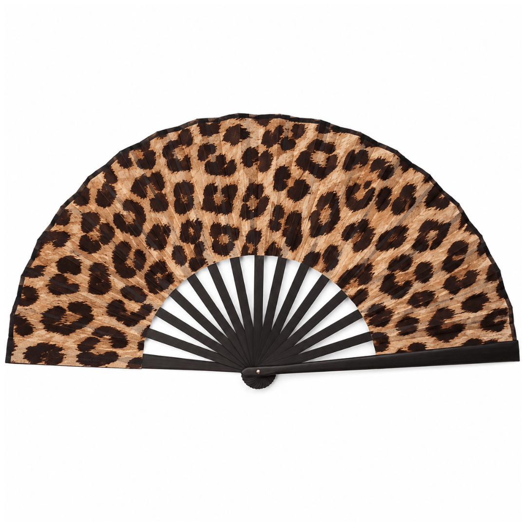 Leopardenmuster Festival Fächer 41 cm - FestivalStuff