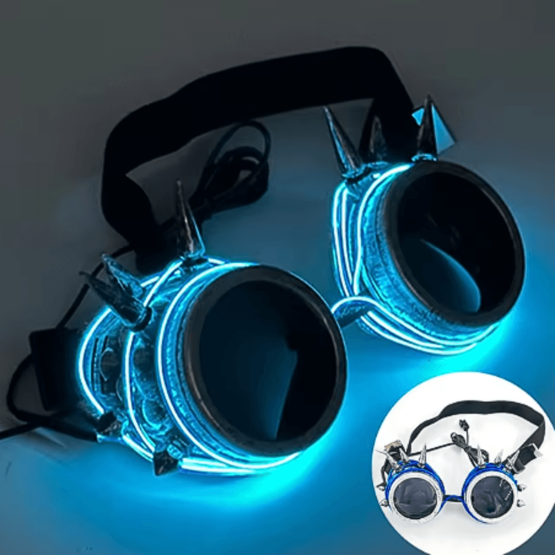 Leuchtende Steampunk - Brille - FestivalStuff