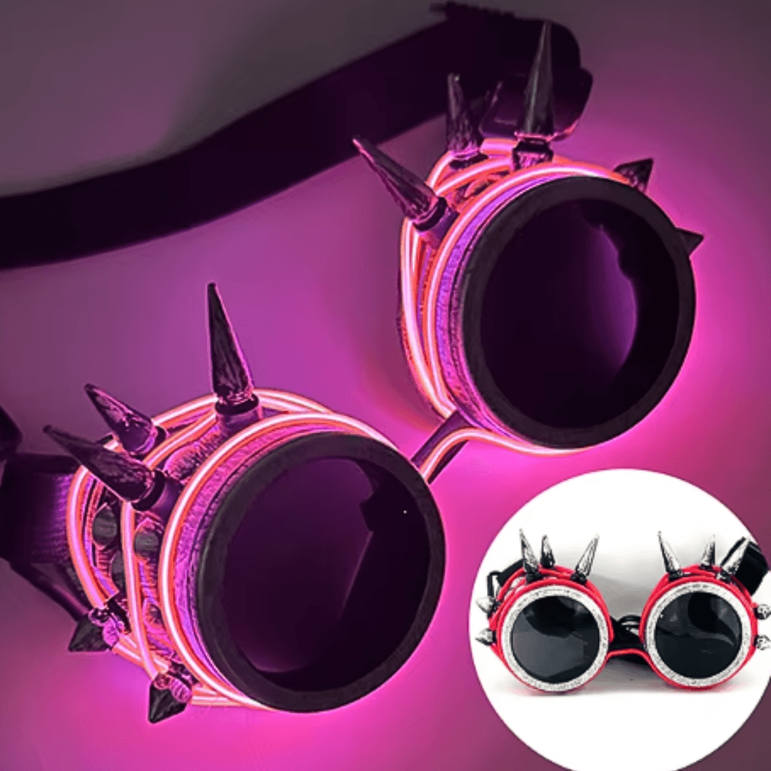 Leuchtende Steampunk - Brille - FestivalStuff