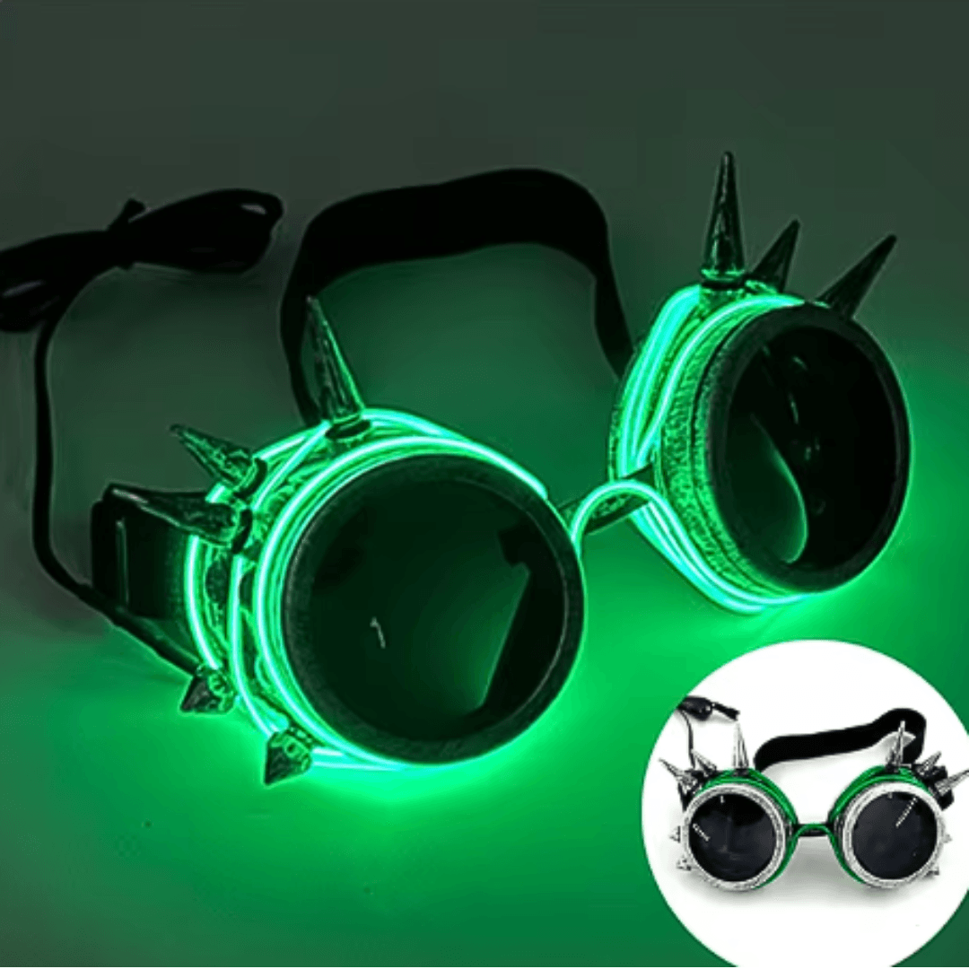 Leuchtende Steampunk - Brille - FestivalStuff