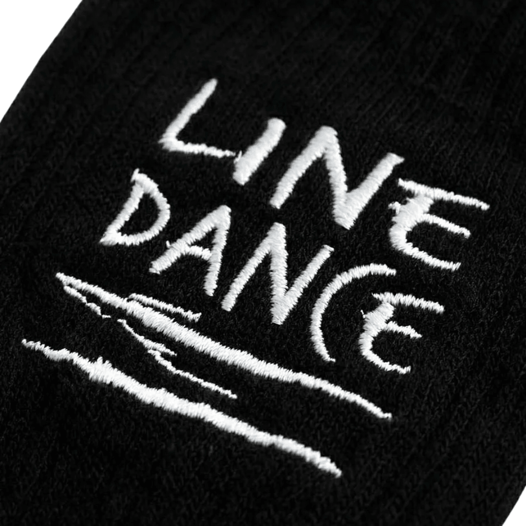 Line Dance bestickte Socken – Schwarz - FestivalStuff
