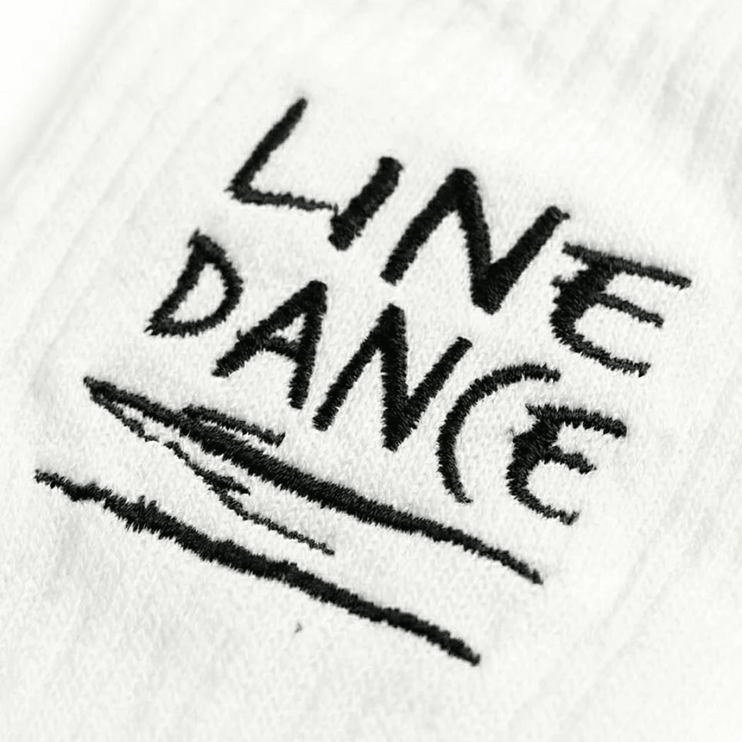 Line Dance bestickte Socken – Weiß - FestivalStuff