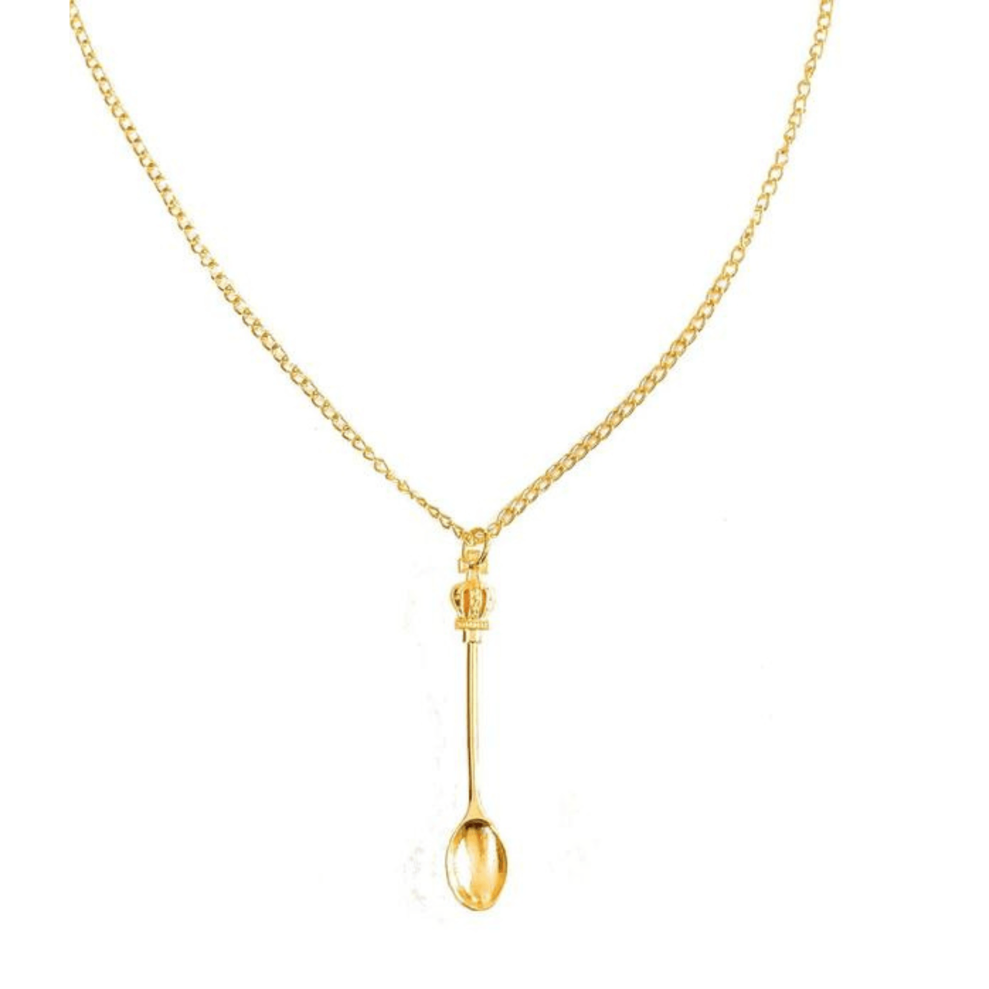 Eleganter Mini-Löffel Anhänger Halskette - Goldene Kette 45cm - FestivalStuff