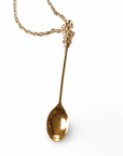 Eleganter Mini-Löffel Anhänger Halskette - Goldene Kette 45cm - FestivalStuff