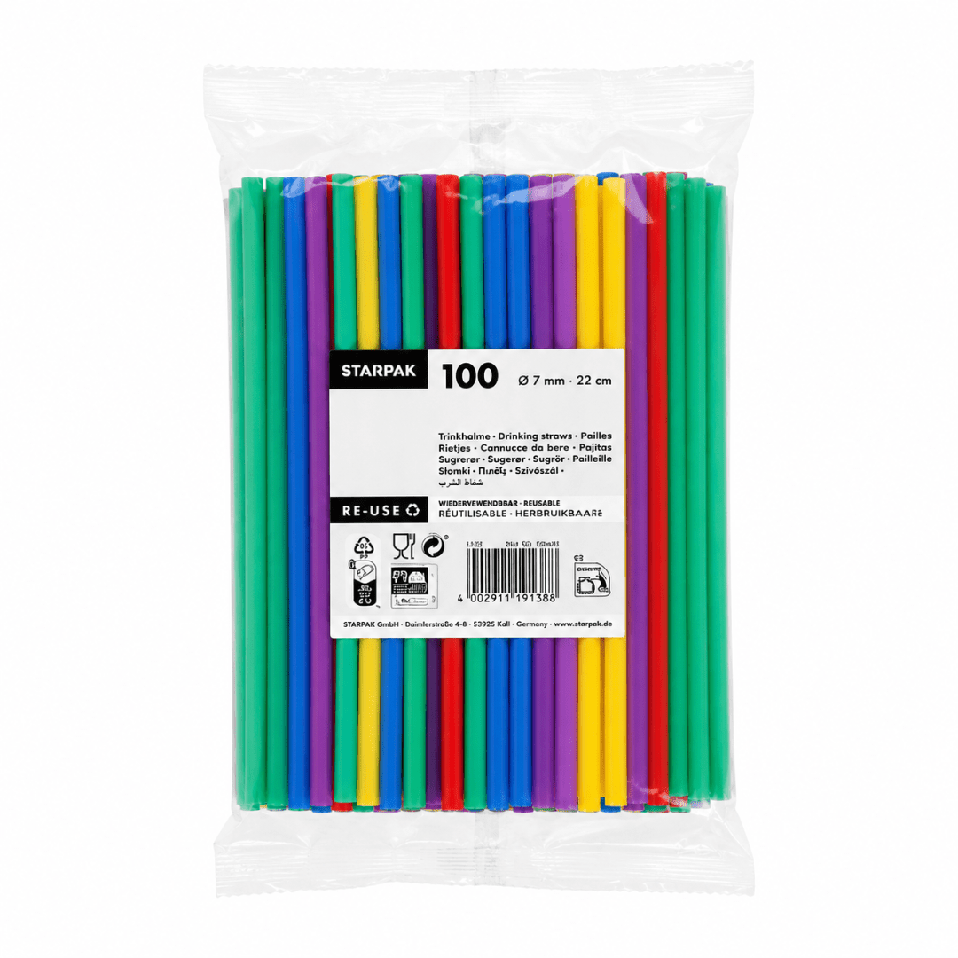 Mehrweg Strohhalme Bunt 22 cm - FestivalStuff
