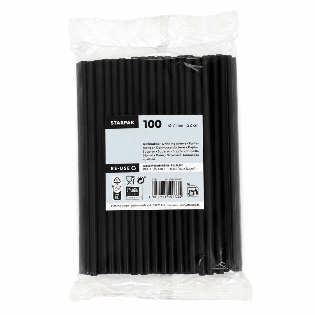 Mehrweg Strohhalme Schwarz 22 cm - FestivalStuff