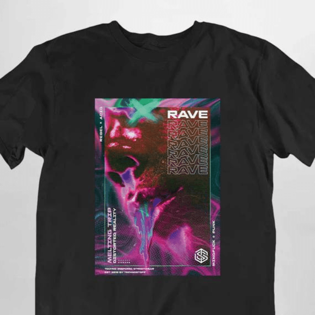 Melting Trip T-Shirt (schwarz, unisex) - FestivalStuff