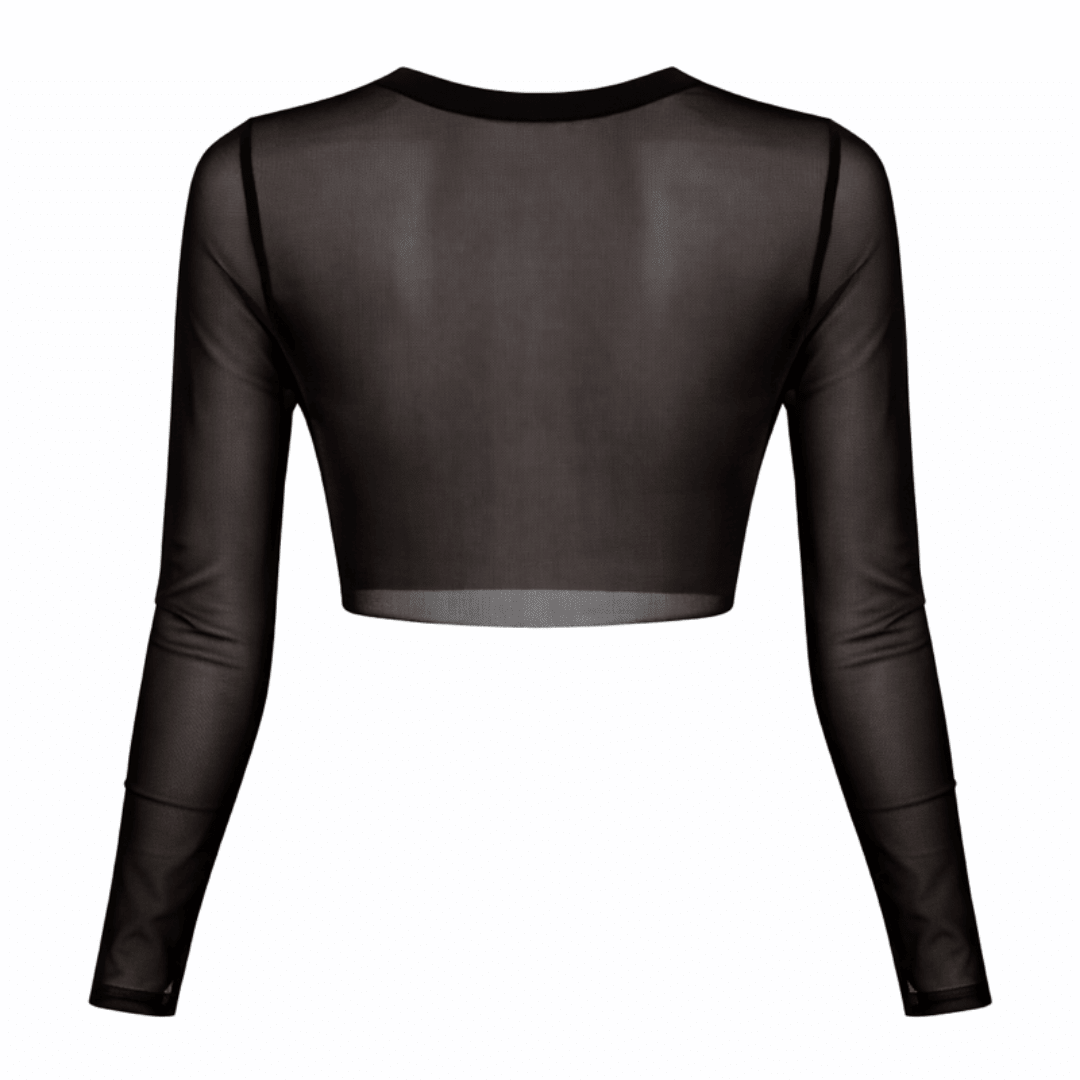 Mesh Crop Top Langarm Slim Fit - FestivalStuff