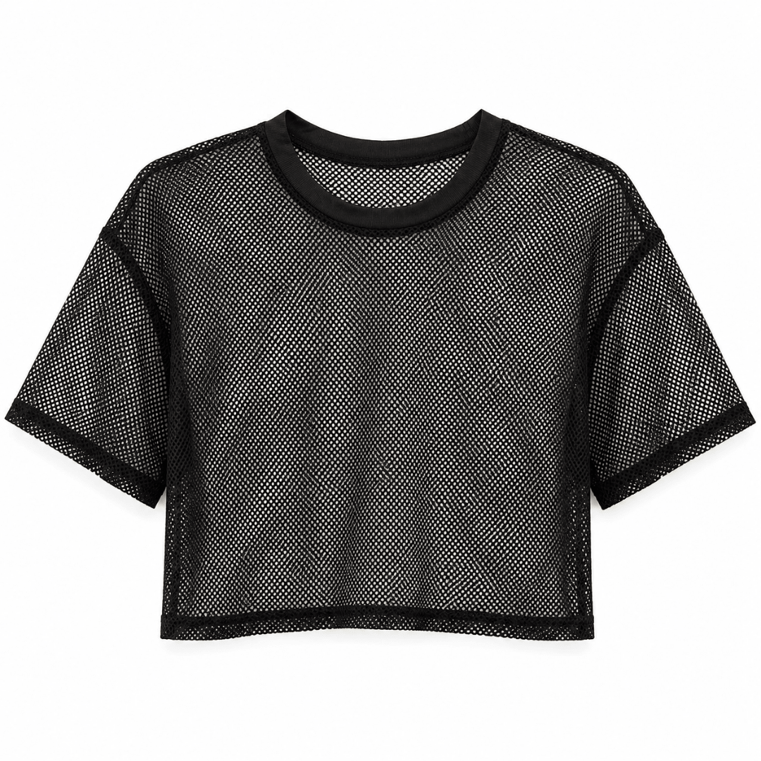 Mesh Crop Top Set Schwarz 2-teilig - FestivalStuff
