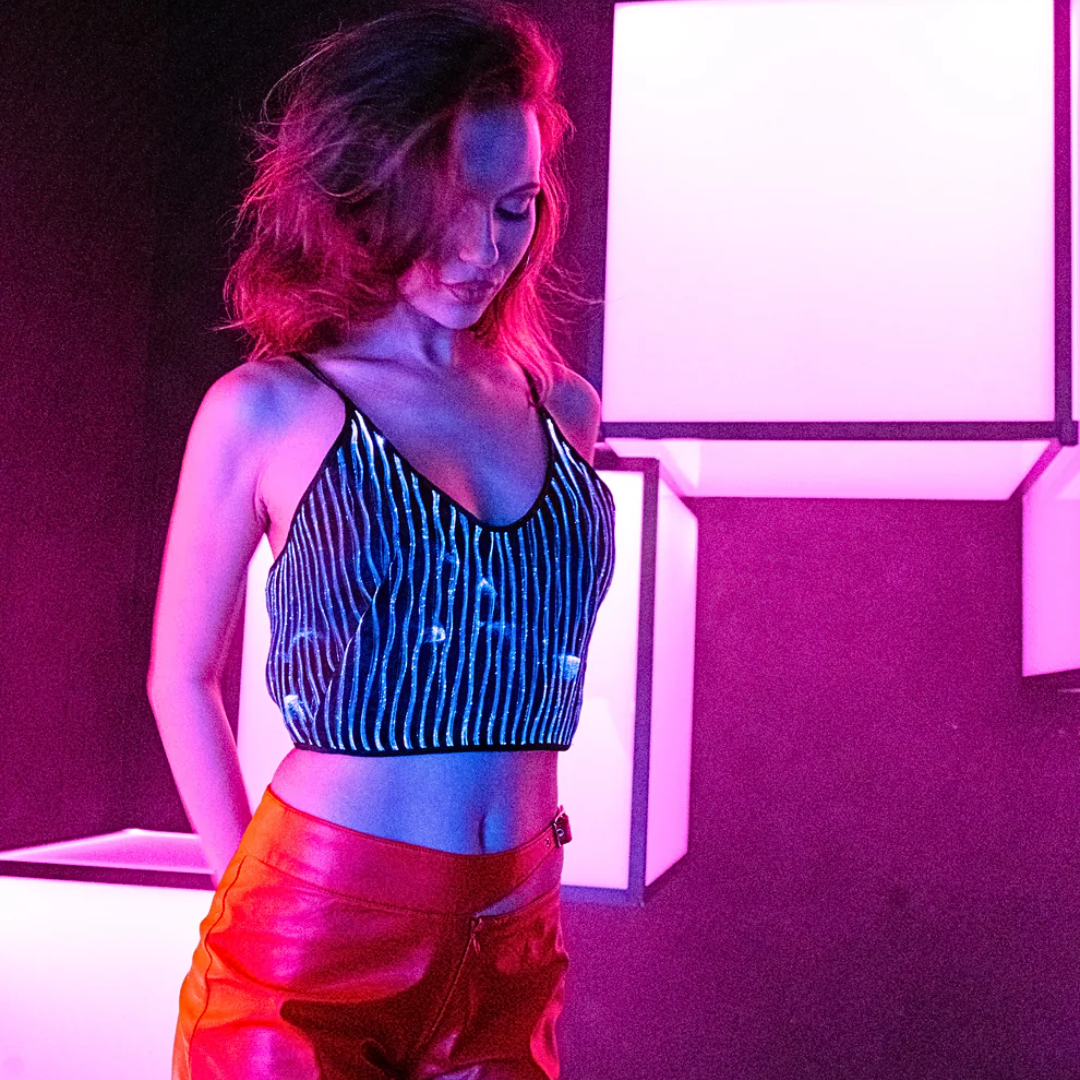 NEBULITE® LED Crop - Top mit Schnürung hinten - FestivalStuff