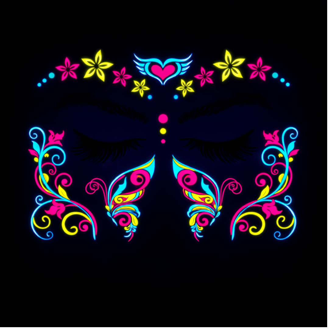 Neon Tattoo Gesicht Herz Ornament - FestivalStuff