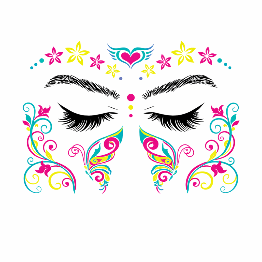 Neon Tattoo Gesicht Herz Ornament - FestivalStuff