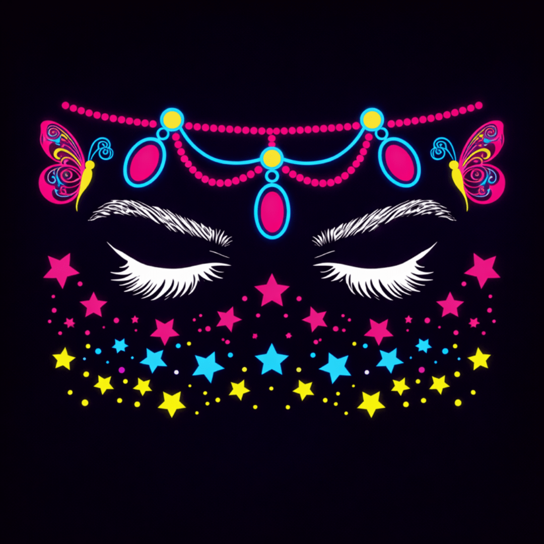 Neon Tattoo Gesicht Ketten Ornament - FestivalStuff