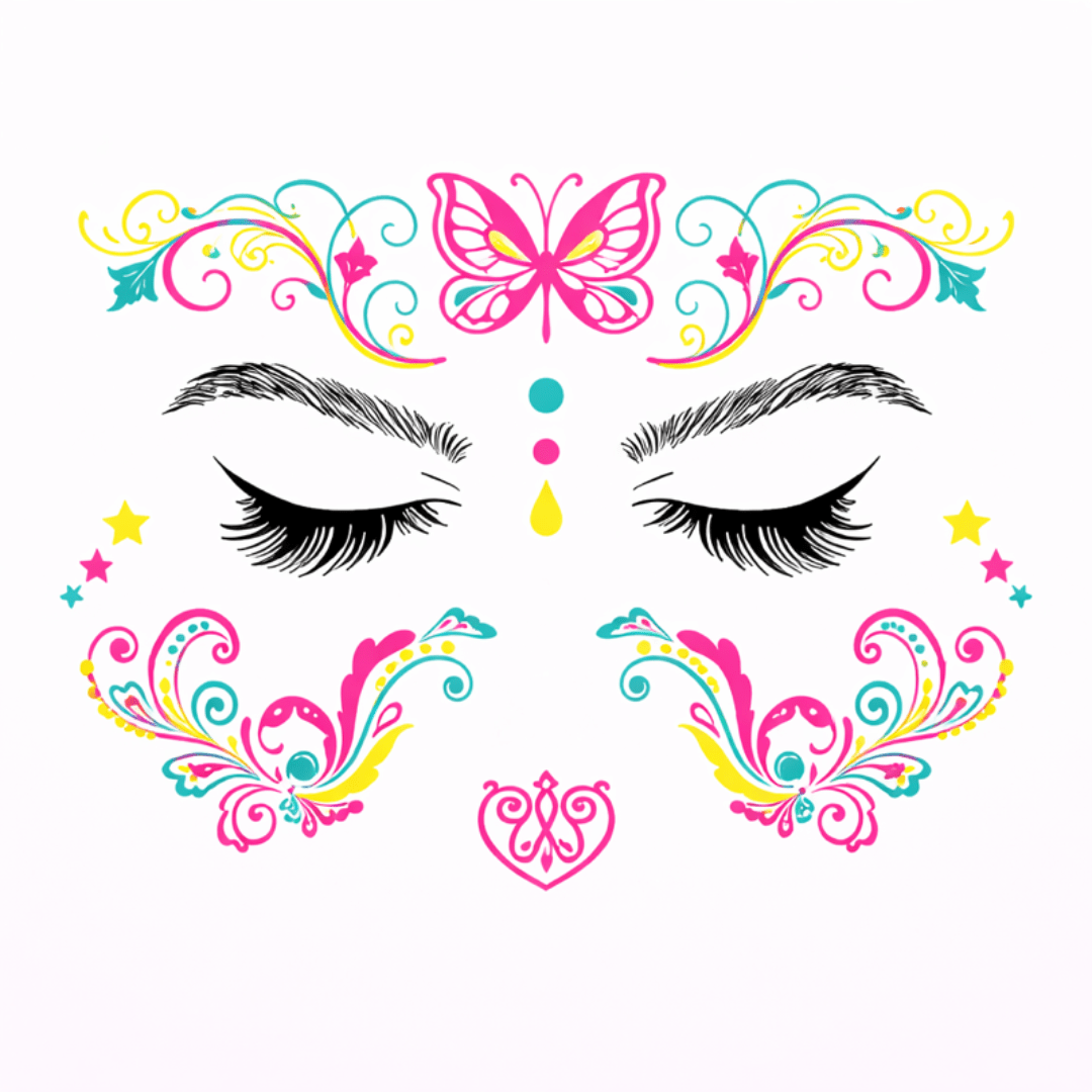 Neon Tattoo Gesicht Schmetterling Ornament - FestivalStuff