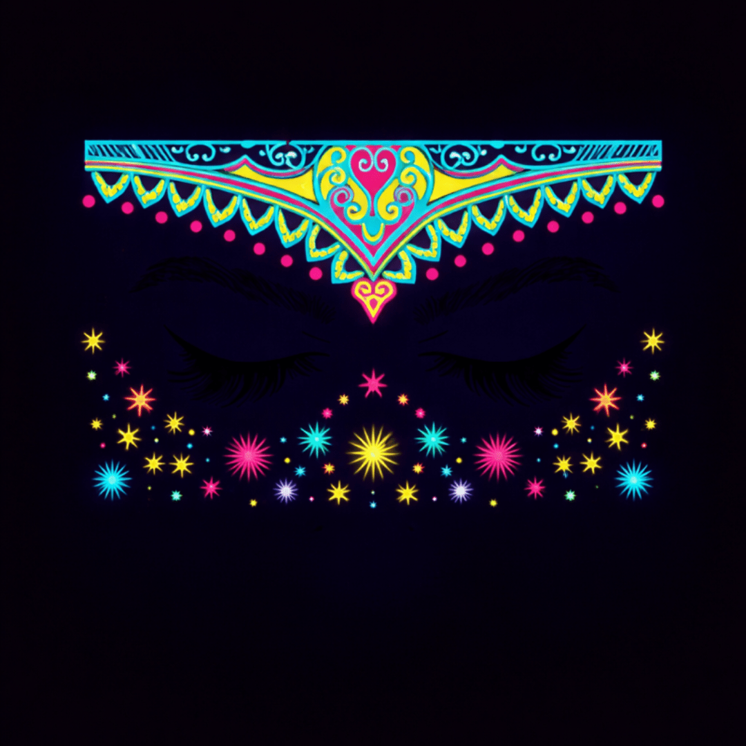 Neon Tattoo Gesicht Sterne Ornament - FestivalStuff