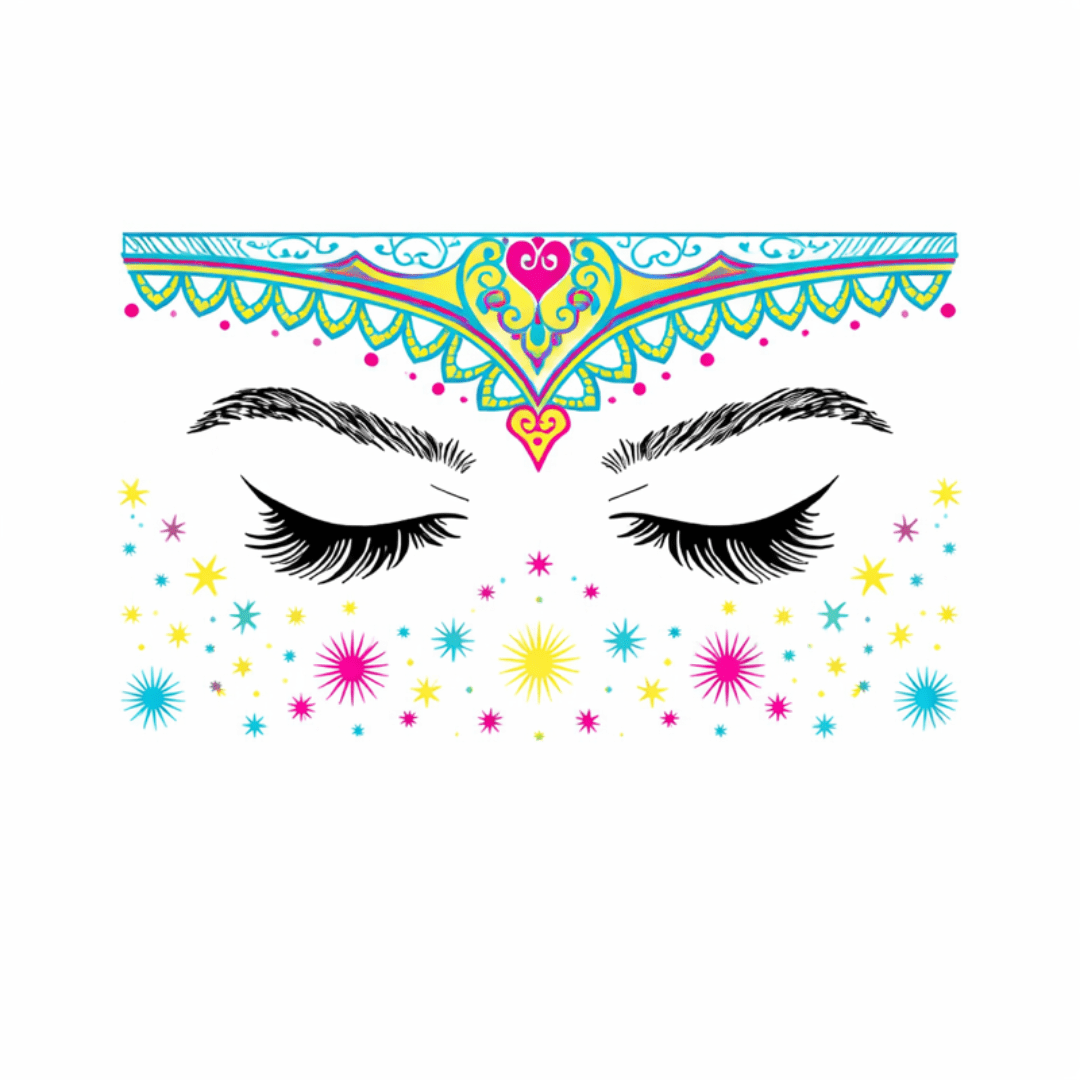 Neon Tattoo Gesicht Sterne Ornament - FestivalStuff