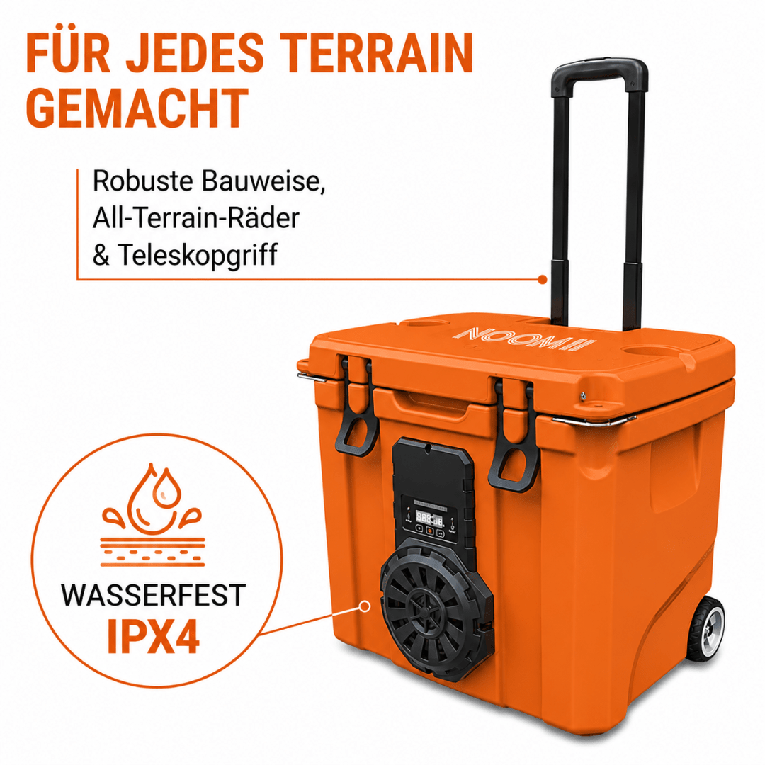 NooMii BeatRoller 35 Orange Kühlbox mit Bluetooth-Lautsprecher - FestivalStuff