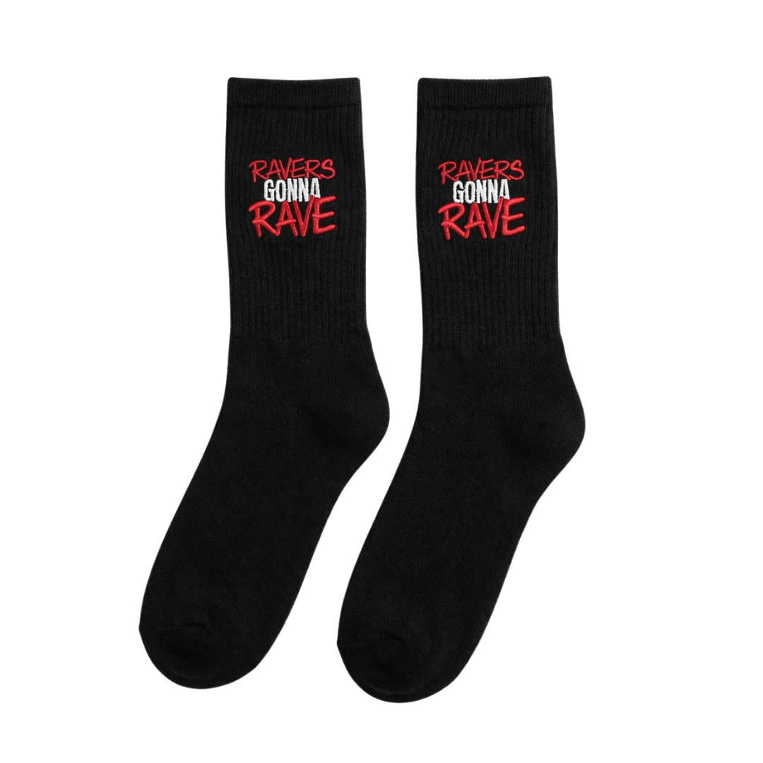 Ravers Gonna Rave Socken – Schwarz - FestivalStuff