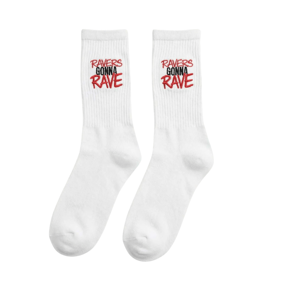 Ravers Gonna Rave Socken – Weiß - FestivalStuff