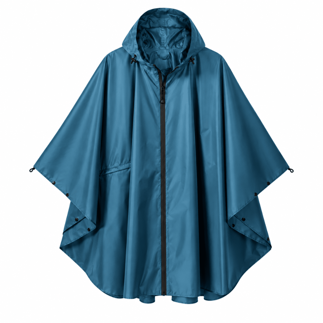Regenponcho Übergröße mit Kapuze und Taschen Blau - FestivalStuff