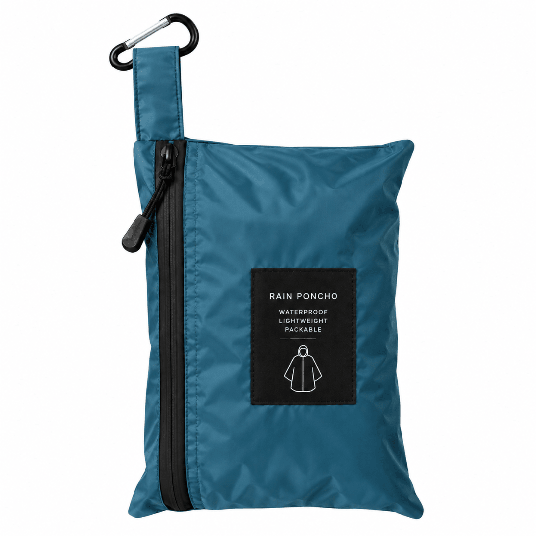 Regenponcho Übergröße mit Kapuze und Taschen Blau - FestivalStuff