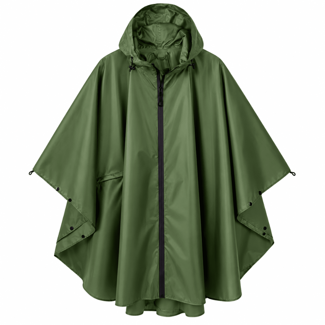 Regenponcho Übergröße mit Kapuze und Taschen Grün - FestivalStuff