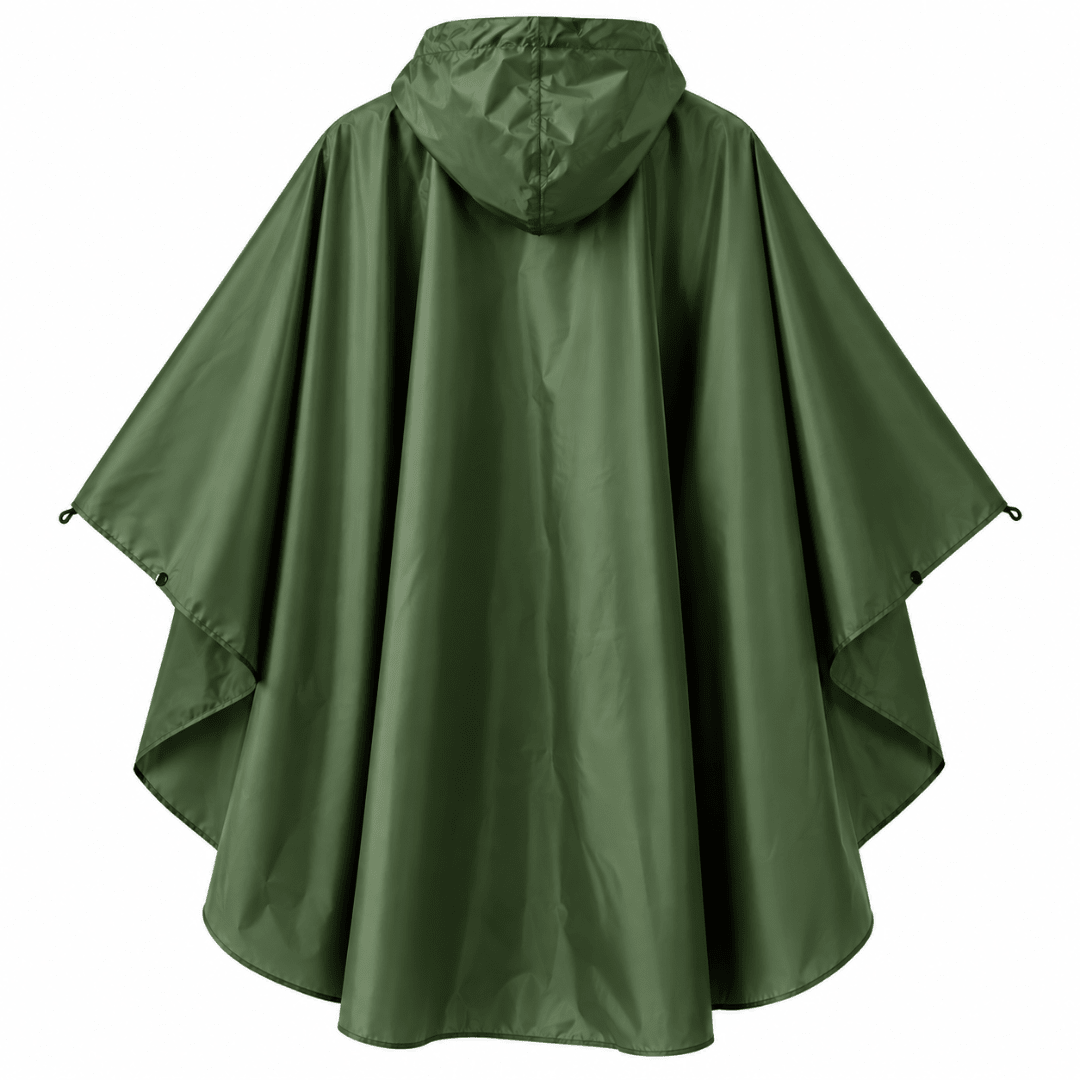 Regenponcho Übergröße mit Kapuze und Taschen Grün - FestivalStuff