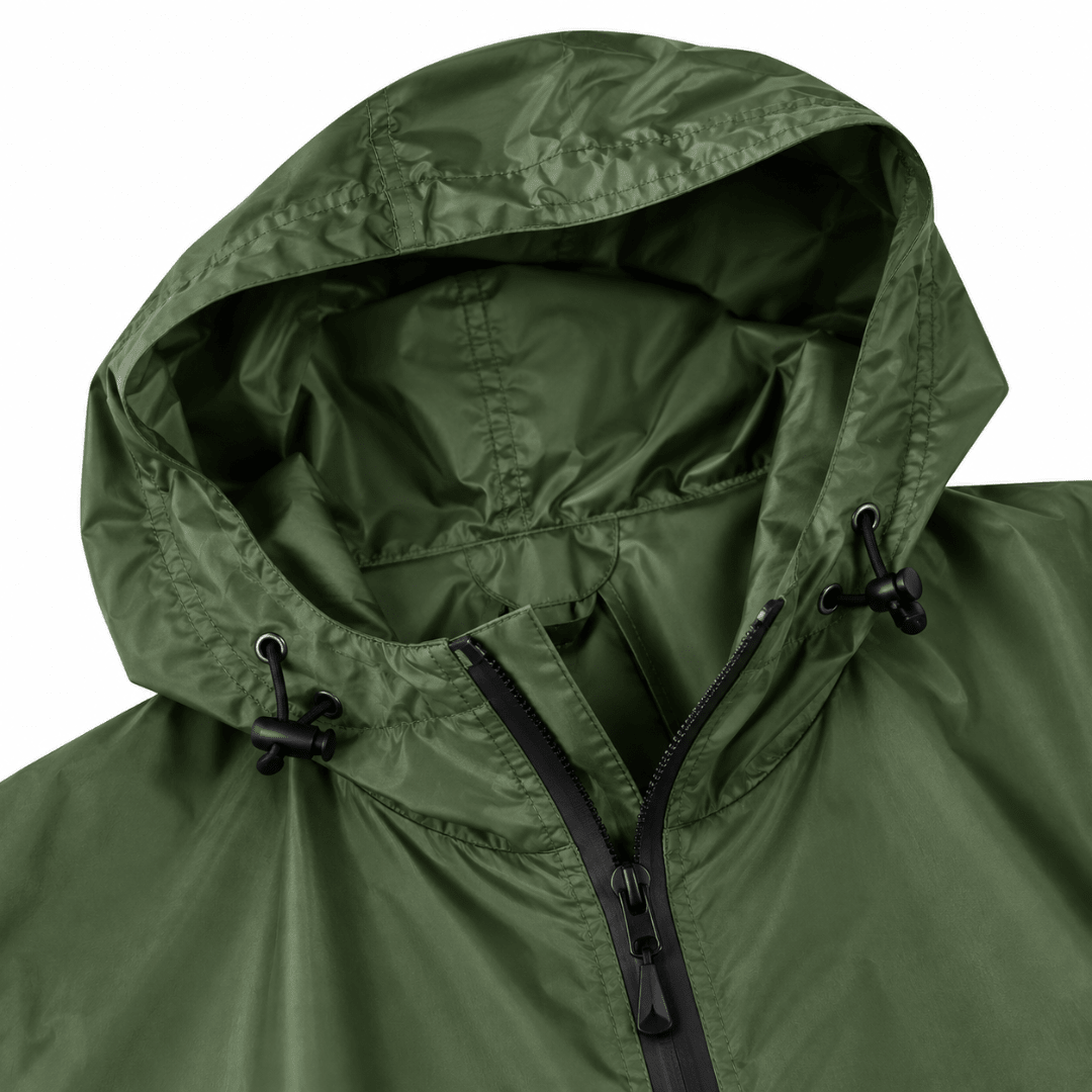 Regenponcho Übergröße mit Kapuze und Taschen Grün - FestivalStuff