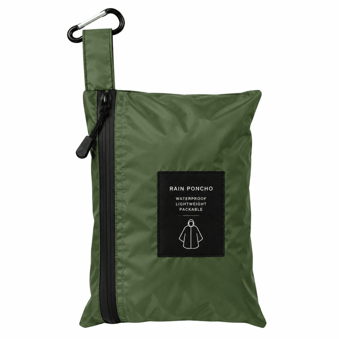 Regenponcho Übergröße mit Kapuze und Taschen Grün - FestivalStuff