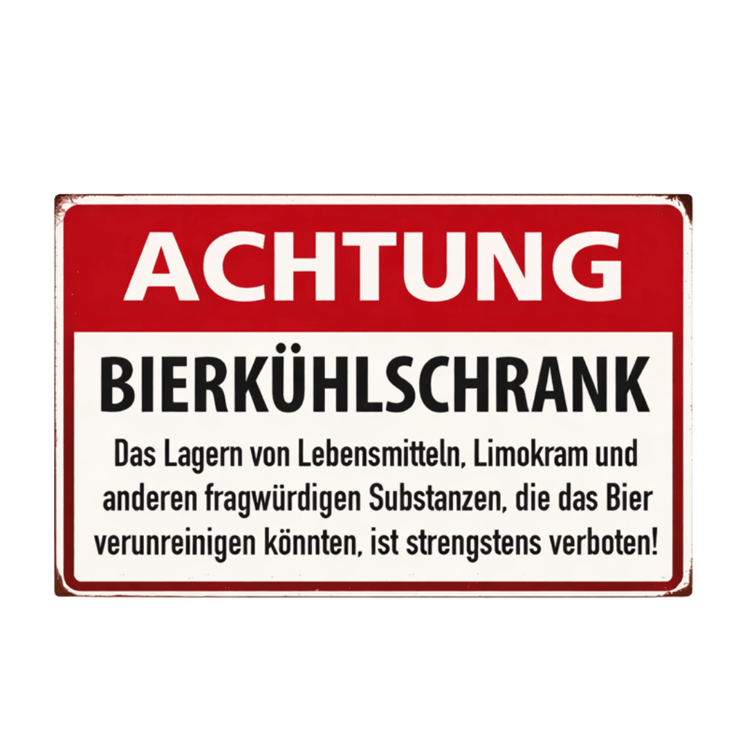 Schild Achtung Bierkühlschrank - FestivalStuff