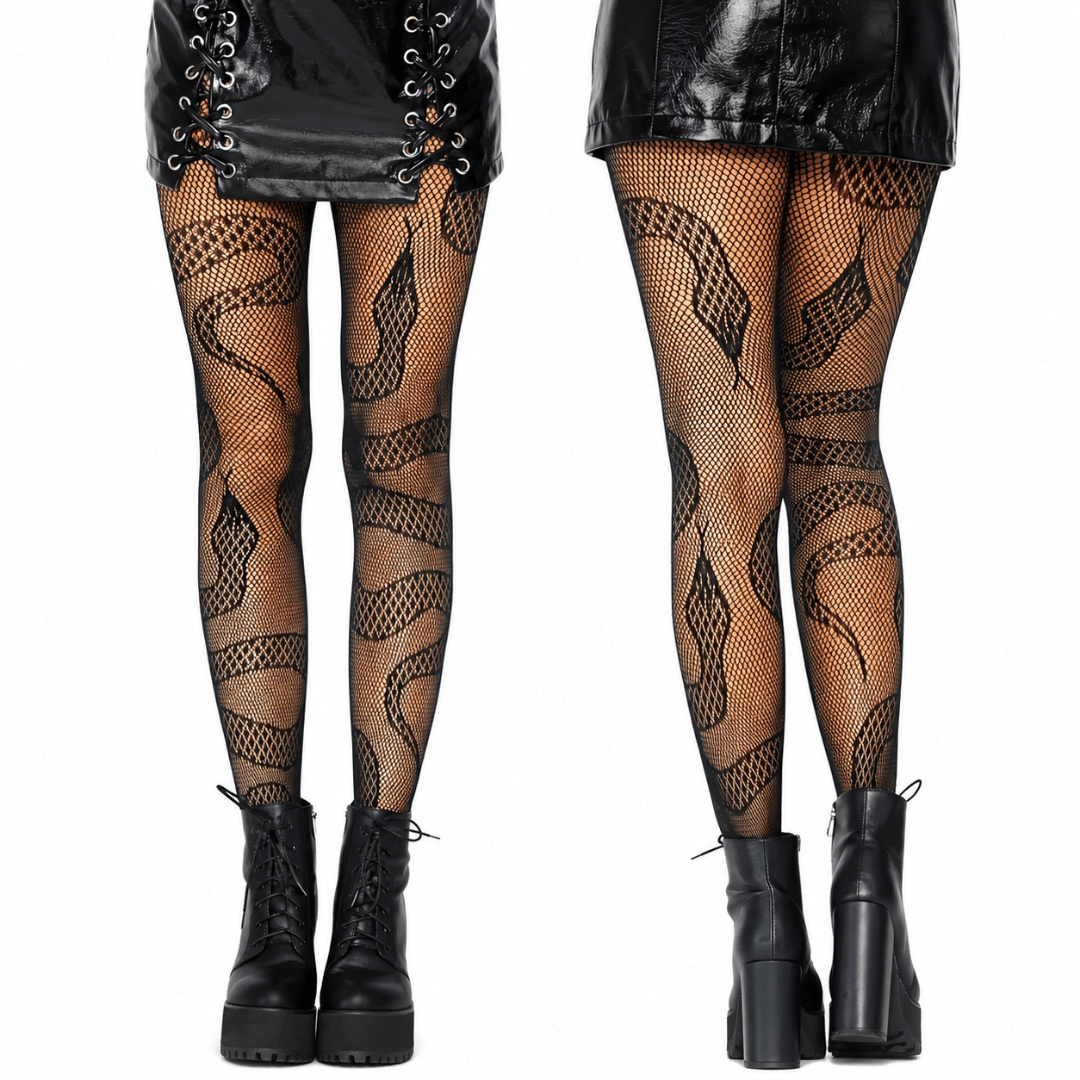 Schlangen Netzstrumpfhose Schwarz - FestivalStuff