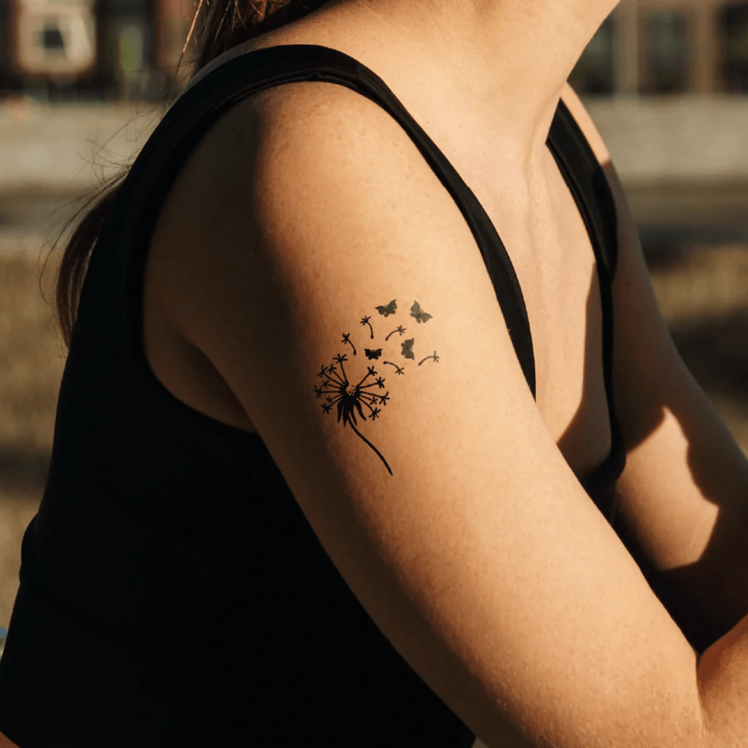 Schmetterling Pusteblume Tattoo Waterless - FestivalStuff