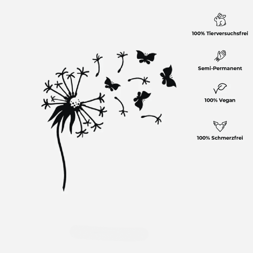 Schmetterling Pusteblume Tattoo Waterless - FestivalStuff